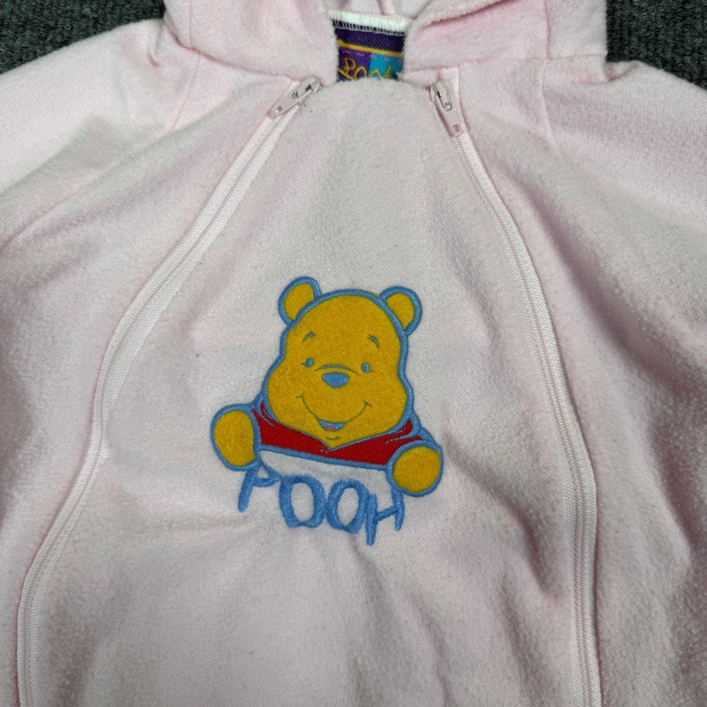 Disney Winnie the Pooh Vintage Pink Fleece Pram Suit Hooded Footie 0-6 Months - Picture 2 of 9